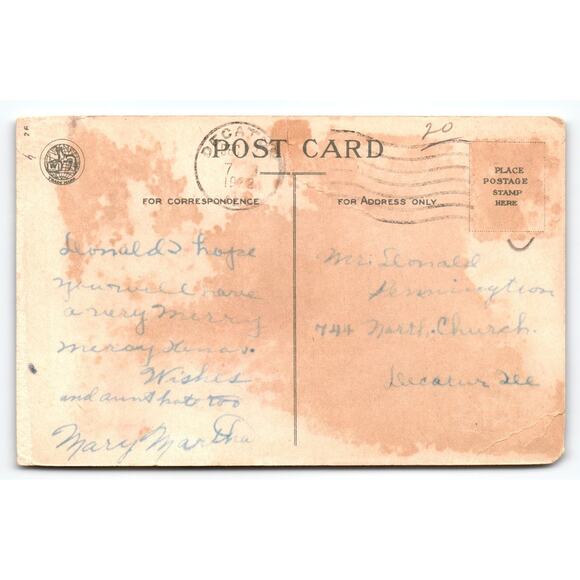 Vintage 1921 Christmas Postcard Horse-Drawn Sleigh Winter Scene - Picture 2 of 2